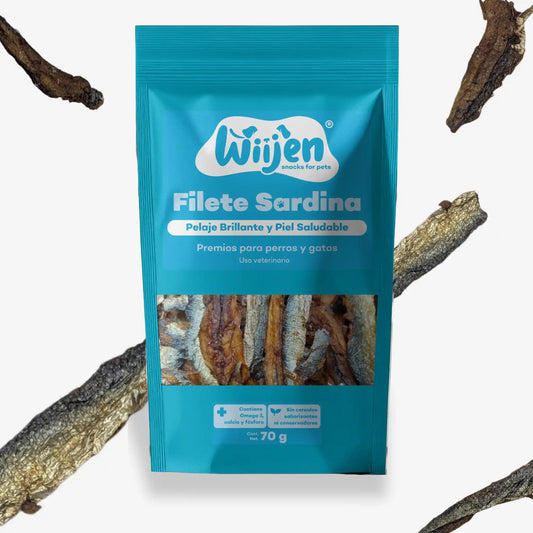 Filete de Sardina deshidratado como premios o snack para perros y gatos