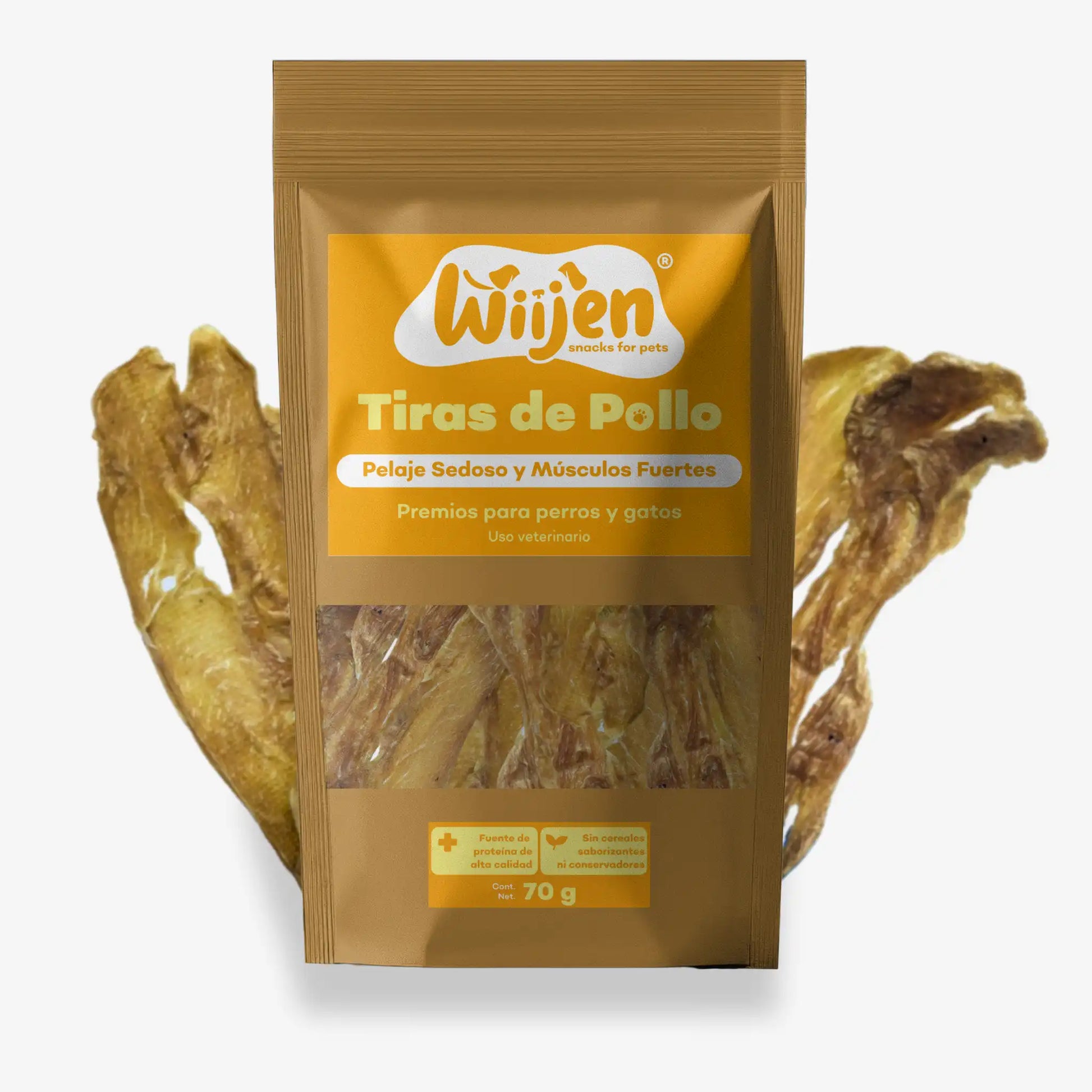 Empaque de pechuga de pollo natural deshidratado como premio o snack para perros y gatos